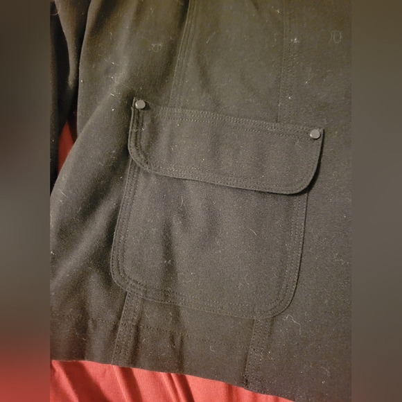 Chico's Mandarin Collar Button Down Front Pockets Black Jacket Size 2 Large - Picture 4 of 7